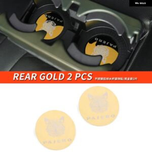 三菱 パジェロ アクセサリーV87V93V95V97V98カップ ホルダー デカール カバー パジェロ IOフルピニン モンテロ カスタム デコレーション - Rear Gold 2 PCS