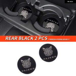 三菱 パジェロ アクセサリーV87V93V95V97V98カップ ホルダー デカール カバー パジェロ IOフルピニン モンテロ カスタム デコレーション - Rear Black 2 PCS