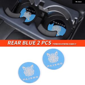 三菱 パジェロ アクセサリーV87V93V95V97V98カップ ホルダー デカール カバー パジェロ IOフルピニン モンテロ カスタム デコレーション - Rear Blue 2 PCS