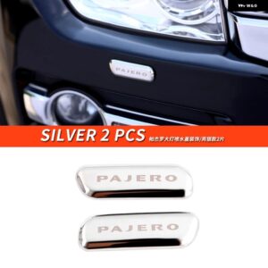 三菱 パジェロ アクセサリーV87V93V97V98 ヘッドライト スプリンクラーキャップカバー パジェロ IOフルピニン モンテロ カスタム - Silver 2 PCS