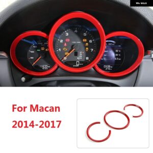 ポルシェ マカン 2014 - 16 インテリア スタイリング モールディング トリム 3個 ABS カーメーター フード リング カバー ステッカー - red