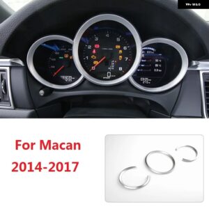 ポルシェ マカン 2014 - 16 インテリア スタイリング モールディング トリム 3個 ABS カーメーター フード リング カバー ステッカー - Silver