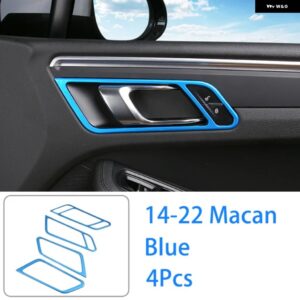 4個入り 車用インナー ドアハンドル ABS樹脂 装飾 フレーム ポルシェ マカン 内装 スタイリング カスタム アクセサリー - blue