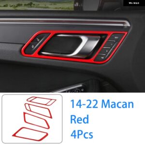 4個入り 車用インナー ドアハンドル ABS樹脂 装飾 フレーム ポルシェ マカン 内装 スタイリング カスタム アクセサリー - red