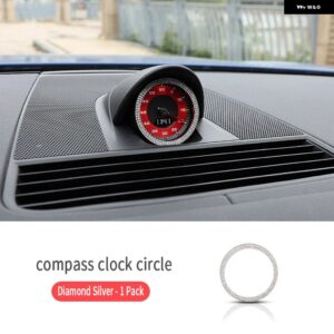 ポルシェ コンパスダイヤモンドがちりばめ 悪魔子牛角車 ステアリングホイール 計器 装飾 クリエイティブな 装飾 車 ステッカー - Silver 1 Piece