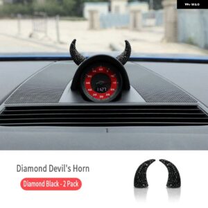 ポルシェ コンパスダイヤモンドがちりばめ 悪魔子牛角車 ステアリングホイール 計器 装飾 クリエイティブな 装飾 車 ステッカー - black 2 Piece Set