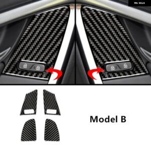 カーボンドア アームレスト パネル 装飾 カバー ウィンドウガラスリフティング ボタン ステッカー トリム ボルボ V60 S60 XC60 2010-2017 - 4　pieces　b