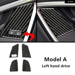 カーボンドア アームレスト パネル 装飾 カバー ウィンドウガラスリフティング ボタン ステッカー トリム ボルボ V60 S60 XC60 2010-2017 - 4　pieces　a　lhd