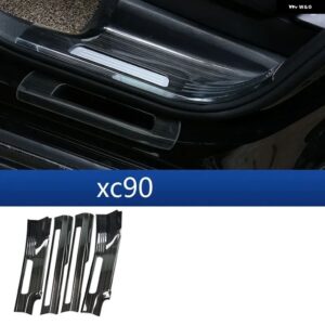 VOLVO XC90 2015 - 20 22 23 24 25 車ドアシルドアシル傷防止ウェルカムフットペダルガードプレート トリム - 4pcs　Black　titanium