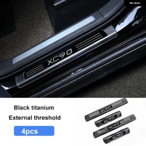 車用 ステッカー ボルボ XC90 2015 - 19 2021 車内 装飾 ステンレス /ABS カー スタイリング カーアクセサリー - 4pcs　black　external