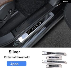 車用 ステッカー ボルボ XC90 2015 - 19 2021 車内 装飾 ステンレス /ABS カー スタイリング カーアクセサリー - 4pcs　silver　external