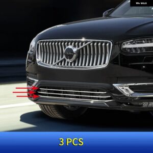 カーアクセサリー ボルボ XC90 クロームデコレーション 2020-2024 2025 ミッドネット トリム フロント バンパー リップ トリム XC90 デコレーション - 2020-2021　XC90　3PCS
