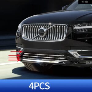 カーアクセサリー ボルボ XC90 クロームデコレーション 2020-2024 2025 ミッドネット トリム フロント バンパー リップ トリム XC90 デコレーション - 2020-2021　XC90　4PCS