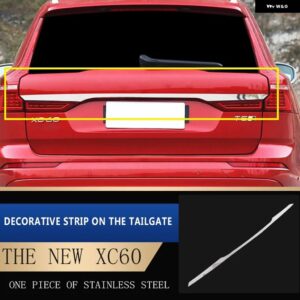 クローム 装飾 ボルボ 2018-2022 XC60 リア バンパー 装飾 用 ブライトストリップ ステンレス トランク トリム ストリップ アクセサリー - silver