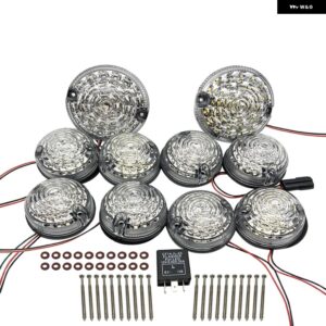 10個 マルチフロント+リア フォグランプ リバースライト コンプリート LED ディフェンダー アップグレード キット ランドローバー ディフェンダー 1990-2016 - clear