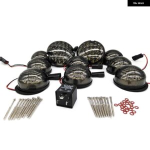 10個 マルチフロント+リア フォグランプ リバースライト コンプリート LED ディフェンダー アップグレード キット ランドローバー ディフェンダー 1990-2016 - all smoke