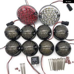 10個 マルチフロント+リア フォグランプ リバースライト コンプリート LED ディフェンダー アップグレード キット ランドローバー ディフェンダー 1990-2016 - smoke