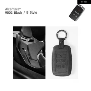 アルカンターラ製車用リモートキーケースカバー ランドローバー レンジローバー ディスカバー スポーツ イヴォーク フリーランダー ヴェラール ディスカバリ - Alcantara Black B