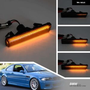 BMW 2個 LED サイド マーカー フラッシュランプ ウィンカー インジケーター ウインカー ライト 01-06 E46 M3 クーペ/コンバーチブル 95-01 E38 クリアレン - Smoke Dyanmic