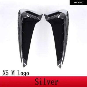 BMW X5 F15 X5M F85 2014-2018 ABS ブラック//カーボン車サメギルサイドフェンダー ベント ステッカー オート - Silver M Logo