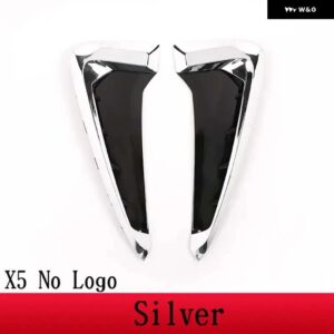 BMW X5 F15 X5M F85 2014-2018 ABS ブラック//カーボン車サメギルサイドフェンダー ベント ステッカー オート - Silver NO Logo