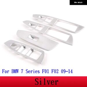 BMW 7シリーズ F01 F02 G11G12 ABS カーボンウィンドウリフト スイッチボタン フレームカバー トリム ステッカー カー - F01 F02 Silver
