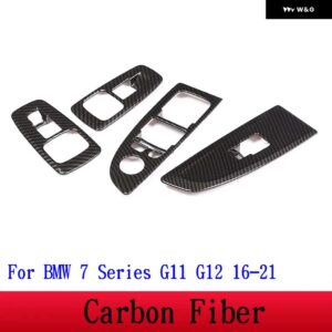 BMW 7シリーズ F01 F02 G11G12 ABS カーボンウィンドウリフト スイッチボタン フレームカバー トリム ステッカー カー - G11 G12 Carbon Fiber