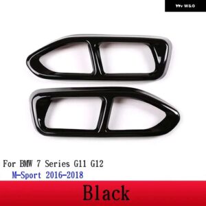 BMW 7シリーズ F01 G11 G12 2009-2020 ステンレステールマフラー 出力カバー ステッカー カー - Black M-Sport 16-18