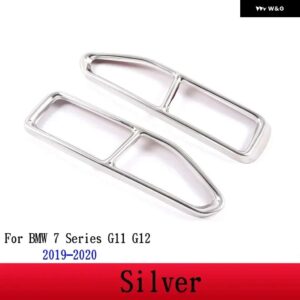 BMW 7シリーズ F01 G11 G12 2009-2020 ステンレステールマフラー 出力カバー ステッカー カー - Silver 2019-2020
