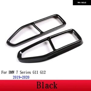 BMW 7シリーズ F01 G11 G12 2009-2020 ステンレステールマフラー 出力カバー ステッカー カー - Black 2019-2020
