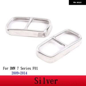 BMW 7シリーズ F01 G11 G12 2009-2020 ステンレステールマフラー 出力カバー ステッカー カー - Silver 09-14