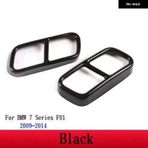 BMW 7シリーズ F01 G11 G12 2009-2020 ステンレステールマフラー 出力カバー ステッカー カー - Black 09-14