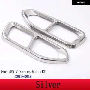 BMW 7シリーズ F01 G11 G12 2009-2020 ステンレステールマフラー 出力カバー ステッカー カー - Silver 16-18