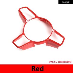 ポルシェ カイエン 2015-2020 ABS マットブラック/カーボン/レッドステアリング ホイール フレームカバー トリム ステッカー オート - red3