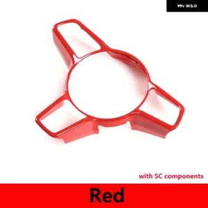ポルシェ 718 911 918 2016-2020 ABS マットブラック/カーボン/レッドステアリング ホイール フレームカバー トリム ステッ - red