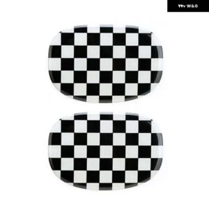 BMW 3D エポキシ装飾 ステッカー 椅子バックハンドル ミニ ONE クーパー JCW F56 カーインテリアスタイリング - Black white grid