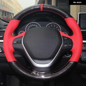 BMW ソフトブラックカーボン本革ステアリング ホイール カバー F20 F45 2014-2018 F30 F31 F34 2013-2017 F32 F33 F36 - Style 1