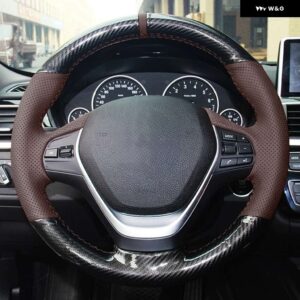 BMW ソフトブラックカーボン本革ステアリング ホイール カバー F20 F45 2014-2018 F30 F31 F34 2013-2017 F32 F33 F36 - style 2