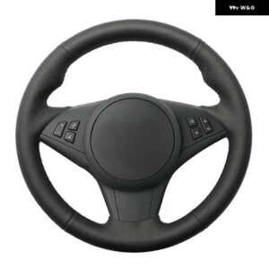 BMW ステアリング ホイール カバー ノンスリップブラックマイクロ レザー編組 E60 E63 E64 M5 2005 2007 2008 M6 2007カー - Black Thread