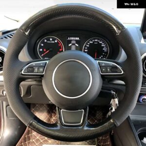アウディ ステアリング ホイール 編組カバー A1 A3 A4 2015-2016 A7 2012-2018 S7 2013-2018 RS7 2014-2015 スエードレザーカー - style 6