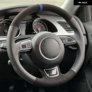 アウディ ステアリング ホイール 編組カバー A1 A3 A4 2015-2016 A7 2012-2018 S7 2013-2018 RS7 2014-2015 スエードレザーカー - style 2