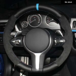 BMW ブラックスエード本革ステアリング ホイール カバー M スポーツ F30 F31 F34 X1 F07 F10 F48 F39 F11 X2 F25 X3 F32 F33 F36 - style 2