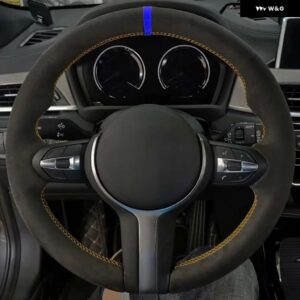 BMW ブラックスエード本革ステアリング ホイール カバー M スポーツ F30 F31 F34 X1 F07 F10 F48 F39 F11 X2 F25 X3 F32 F33 F36 - Style 1