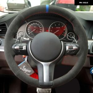 BMW ブラックスエード本革ステアリング ホイール カバー M スポーツ F30 F31 F34 X1 F07 F10 F48 F39 F11 X2 F25 X3 F32 F33 F36 - style 3