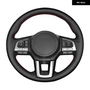 スバル 編組ステアリング ホイール カバー ラップ滑り止め人工革 レガシィアウトバック XV フォレスター 2015 2016 カー - Black Thread