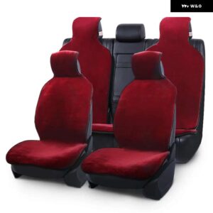 BMW カーシート カバー プロテクター 全席セット 7色 フェイクファーカーシート カバー ゴルフ 4 カーパサート B8 F10 - 1 SET RED
