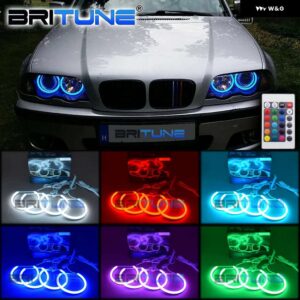 BMW RGB エンジェル アイ E46 M3 チューニング クーペ/セダン/ワゴン E38 E36 E39 ヘッドライト BLUETOOTH 対応 APP コントロール DRL ハロー リング キット - 131mm Plus 146mm