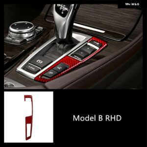 BMW カーボンセンターコンソール ギアシフトパネル 装飾カバー トリム F10 F18 F07 F25 F26 RHD カースタイリング インテリア - model B Red