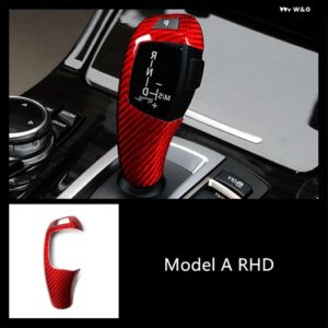 BMW カーボンセンターコンソール ギアシフトパネル 装飾カバー トリム F10 F18 F07 F25 F26 RHD カースタイリング インテリア - model A Red3
