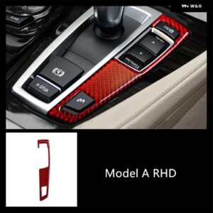 BMW カーボンセンターコンソール ギアシフトパネル 装飾カバー トリム F10 F18 F07 F25 F26 RHD カースタイリング インテリア - model A Red